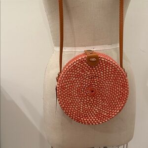 Crown Vintage Red and Tan Woven Crossbody Bag
